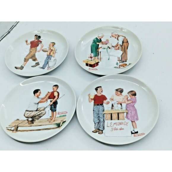 Collector Plates Norman Rockwell 4 Plate Set Hangable 6.5" - Japan - Picture 1 of 11